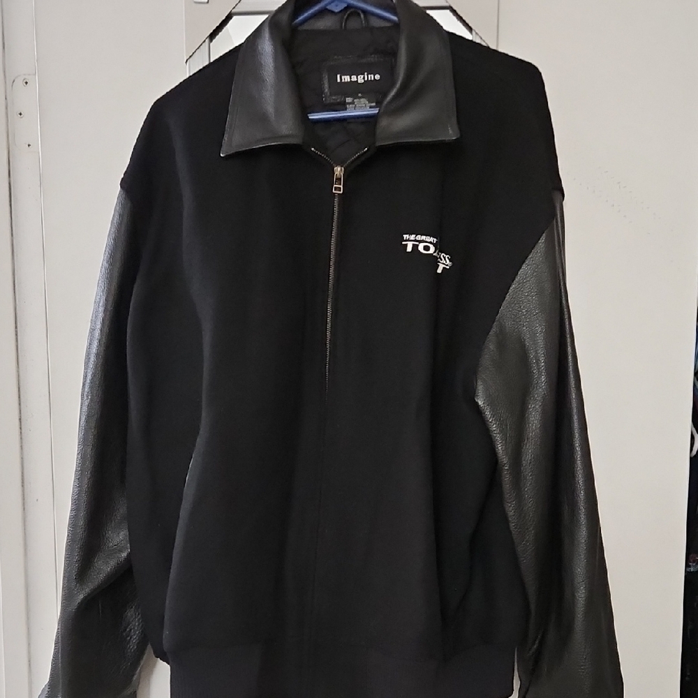 Vintage Guinness Specialty Black Jacket with Leather Sleeves